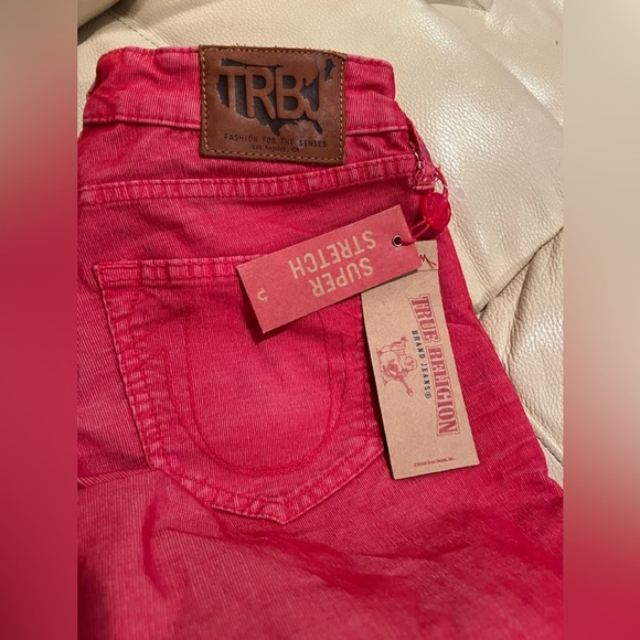 True Religion Red Super Stretch Orange coral Skinny Jeans - Size 26 - Picture 5 of 11